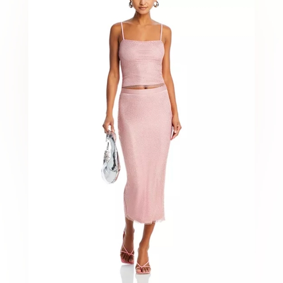 Aqua Dresses & Skirts - Aqua Co Ord Set Crystal Embellished Mesh Midi Skirt And Top Size Small